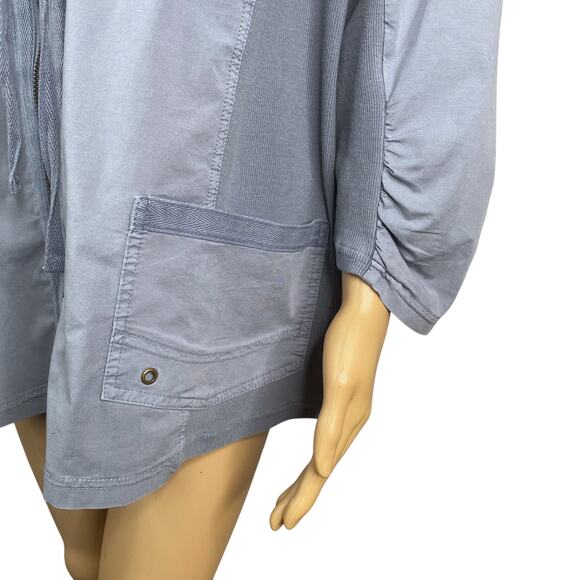 XCVI Wearables Fjord Light Blue Gray Zip Up Lagenlook Minimalist Jacket SZ 3X - Picture 4 of 10